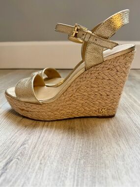 Michael Kors - Gold Women’s Espadrille Wedge Sandal Heels with Ankle Strap